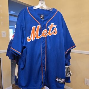 Blue NWT Majestic New York Mets MLB Baseball Jersey Genuine Merchandise